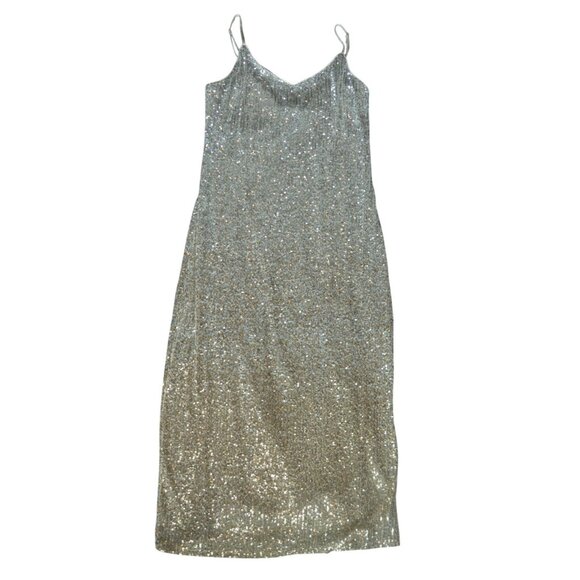 Chelsea & Violet Gold Silver Ombre Sequin Cocktail Shift Dress Women Size Medium - Picture 8 of 8
